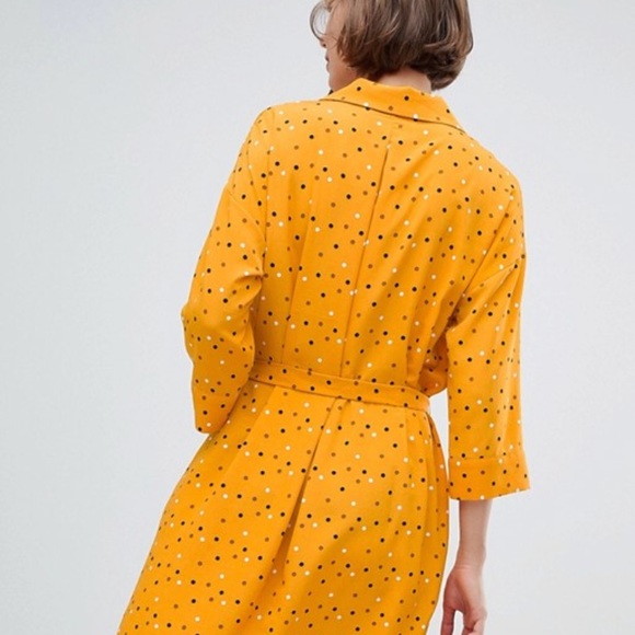 NWT💛Polka Dot Mini Shirt Dress In Yellow - Picture 3 of 6